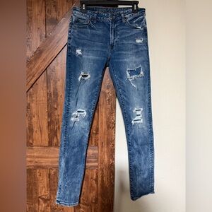 American Eagle Women Acid Wash Distressed Outfitter Flex Jeans 30x34